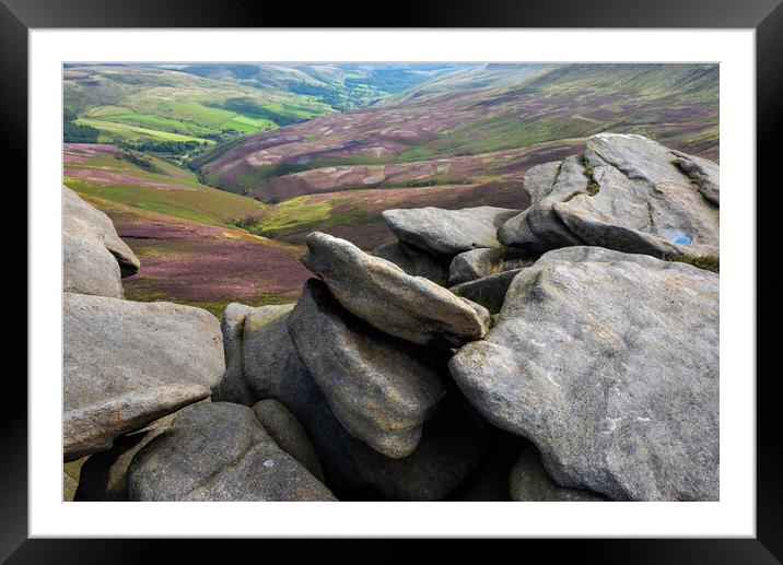 Rocks at Fairbrook Naze, Peak District Framed Mounted Print by Andrew Kearton