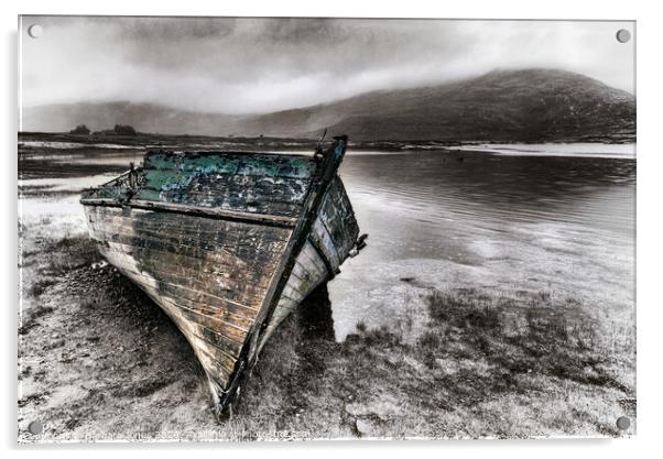 Wooden Boat Loch Scridain Isle of Mull   Acrylic by Barbara Jones