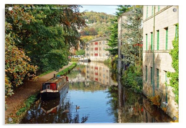 Canalside reflections at Hebden Bridge, West Yorks Acrylic by David Birchall