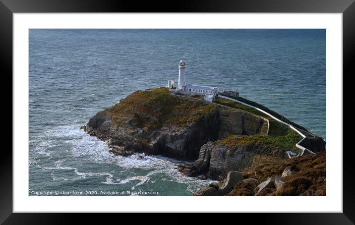 South Stack Lighthouse, Anglesey Framed Mounted Print by Liam Neon