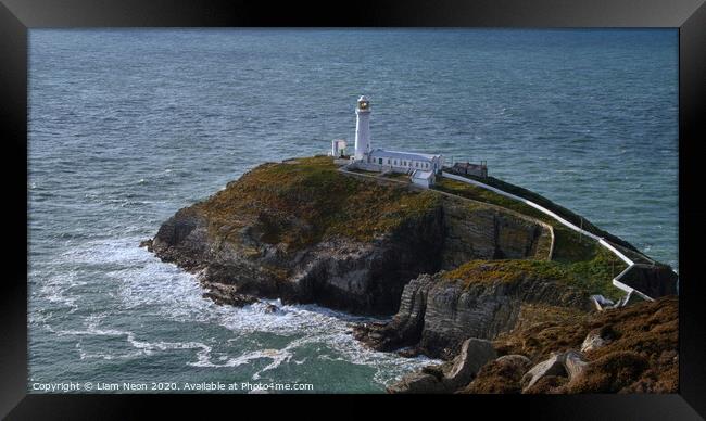 South Stack Lighthouse, Anglesey Framed Print by Liam Neon
