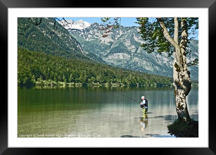 A perfect spot to fish Framed Mounted Print by David Mather