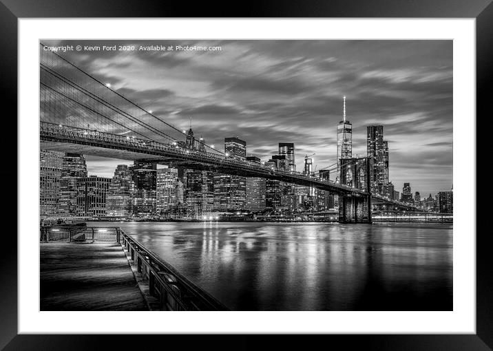 Brooklyn Bridge and Manhattan Framed Mounted Print by Kevin Ford