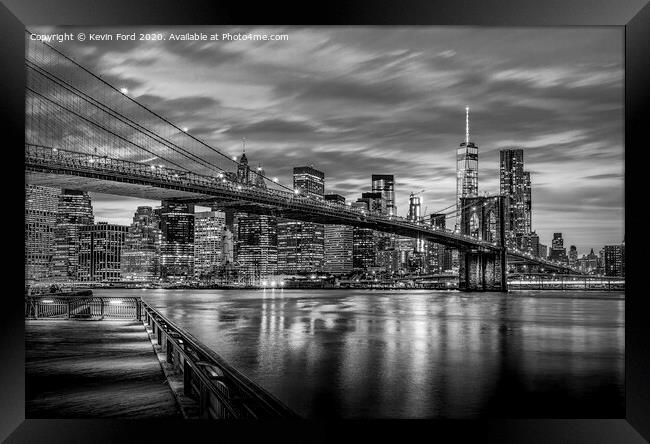 Brooklyn Bridge and Manhattan Framed Print by Kevin Ford