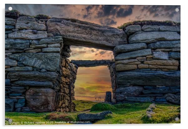 Iron age fort, Scatness Shetland Acrylic by Richard Ashbee