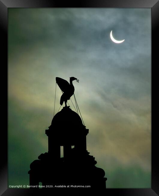 Partial Eclipse over Liverbird No.2 2015 Framed Print by Bernard Rose Photography