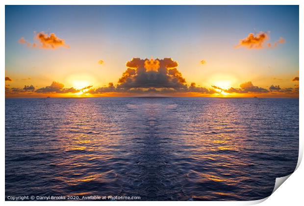 Beautiful Sunset Over the Sea Print by Darryl Brooks