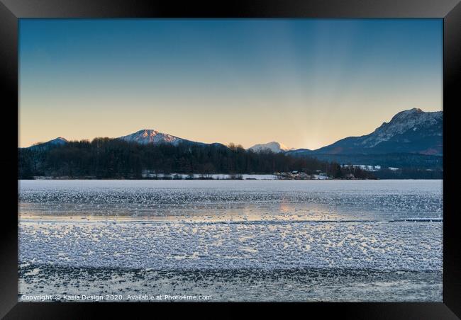 Frozen Alpine Lake at Dusk Framed Print by Kasia Design