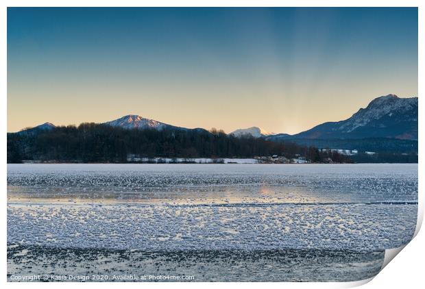 Frozen Alpine Lake at Dusk Print by Kasia Design