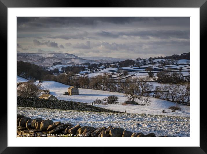 Wensleydale in the snow Framed Mounted Print by kevin cook