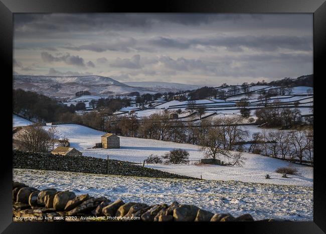Wensleydale in the snow Framed Print by kevin cook