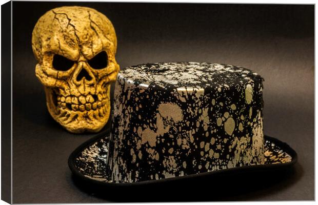 Top Hat And Skull Canvas Print by Steve Purnell