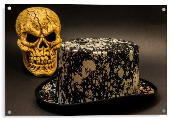 Top Hat And Skull Acrylic by Steve Purnell