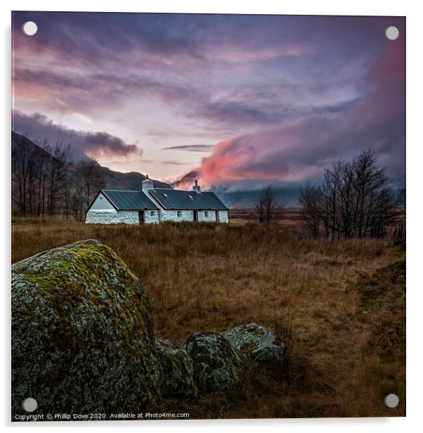 Blackrock Cottage under Fiery Sky Acrylic by Phillip Dove LRPS