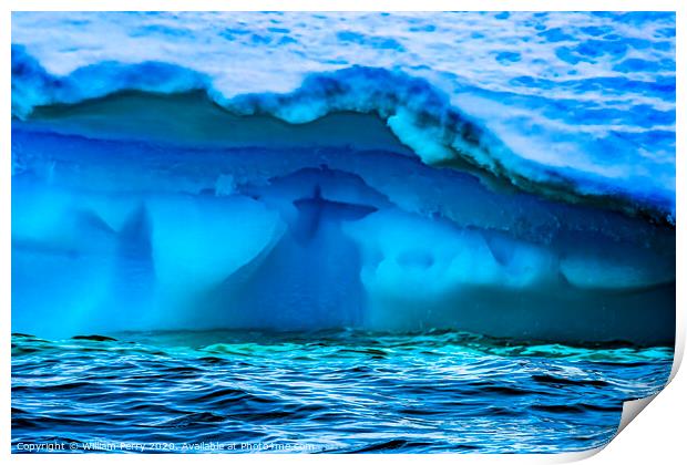 Floating Blue Green Iceberg Closeup Water Antarctica Print by William Perry