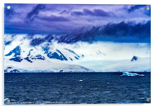 Floating Blue Iceberg Snow Glaciers Charlotte Harbor Antarctica Acrylic by William Perry
