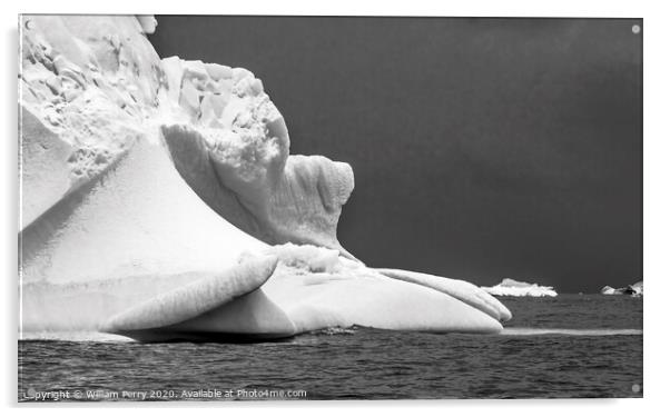 Black and White Floating Iceberg Closeup Water Antarctica Acrylic by William Perry