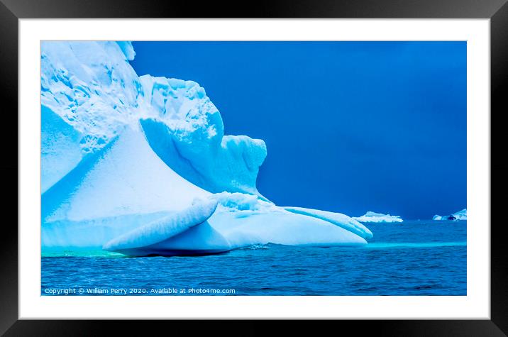 Floating Blue Iceberg Closeup Water Antarctica Framed Mounted Print by William Perry
