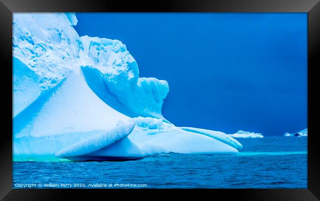 Floating Blue Iceberg Closeup Water Antarctica Framed Print by William Perry