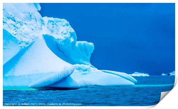 Floating Blue Iceberg Closeup Water Antarctica Print by William Perry