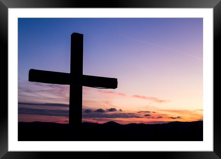 Silhouette of a large cross Framed Mounted Print by Jason Wells