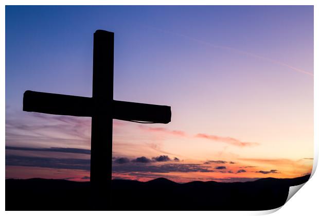 Silhouette of a large cross Print by Jason Wells