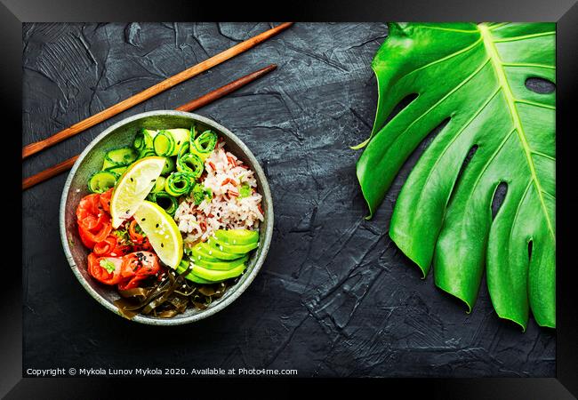 Hawaiian salmon fish poke bowl Framed Print by Mykola Lunov Mykola