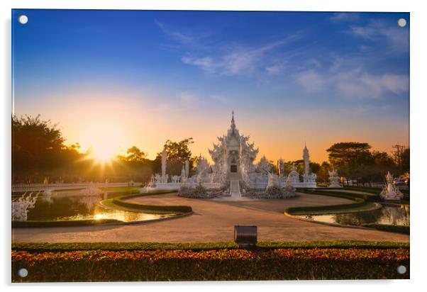 Wat Rong Khun in Chiang Rai at sunset Acrylic by Anahita Daklani-Zhelev