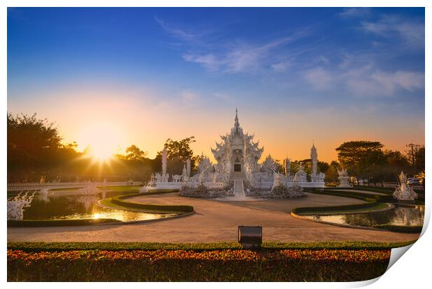 Wat Rong Khun in Chiang Rai at sunset Print by Anahita Daklani-Zhelev