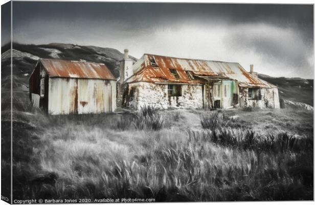 Cottage Ruin Isle of Harris Scotland Canvas Print by Barbara Jones
