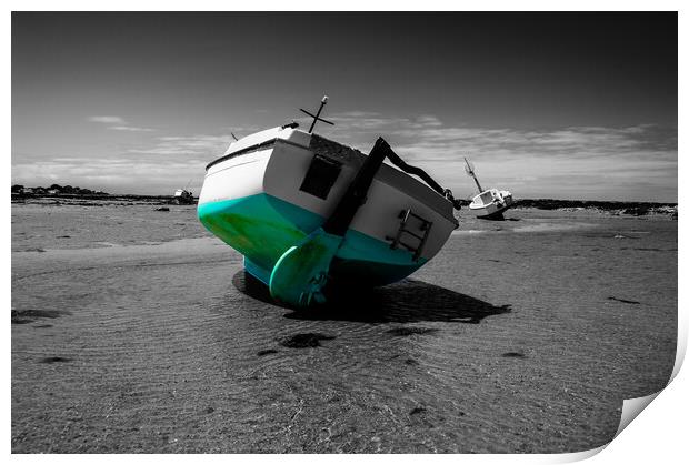 boat on sand Print by youri Mahieu