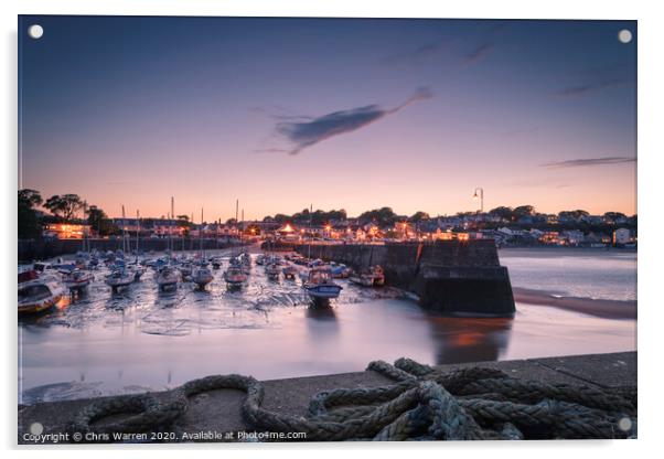Saundersfoot Harbour at twilight Acrylic by Chris Warren