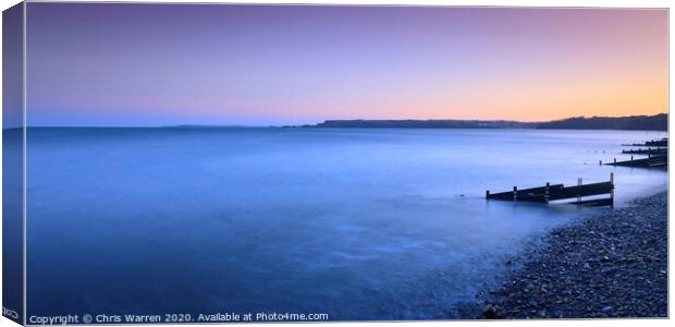 Amroth Pembrokeshire at Sunset Canvas Print by Chris Warren