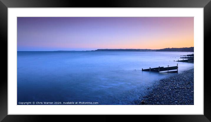 Amroth Pembrokeshire at Sunset Framed Mounted Print by Chris Warren