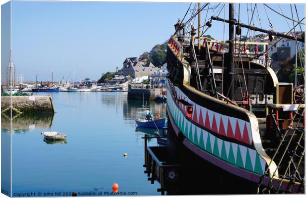 Golden Hind in Brixham harbour. Canvas Print by john hill