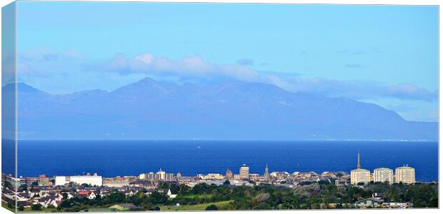 View of Ayr and  majestic Isle of Arran Canvas Print by Allan Durward Photography