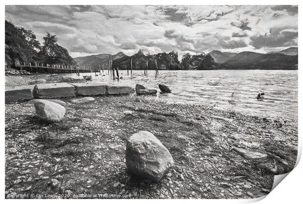 Rocky Derwentwater Shore Print by Ian Lewis