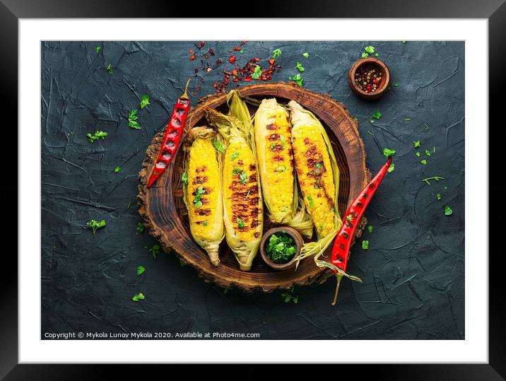 Grilled corn cobs Framed Mounted Print by Mykola Lunov Mykola