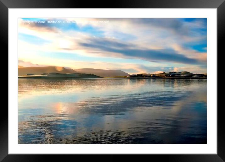 Looking Over To Trondra From Scalloway Framed Mounted Print by Anne Macdonald