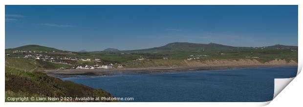 Aberdaron Panorama, North Wales Print by Liam Neon