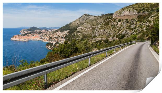 Winding road down to Dubrovnik Print by Jason Wells