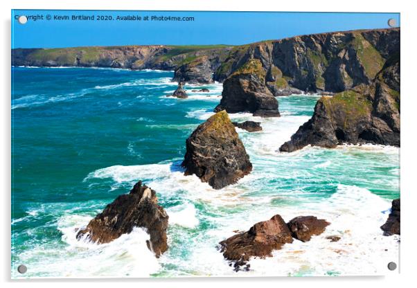 bedruthan steps cornwall Acrylic by Kevin Britland