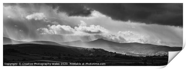Autumn light over Pen y Fan Brecon Beacons National Park Print by Creative Photography Wales