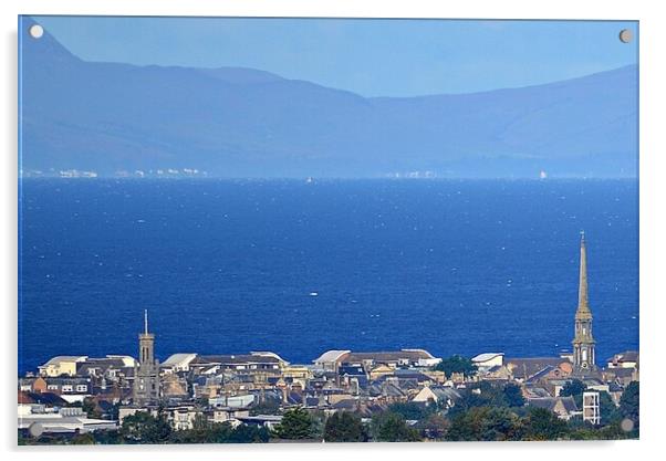 Ayr skyline stands out against  the sea Acrylic by Allan Durward Photography