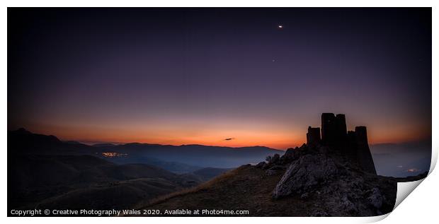 Rocca Calascio at Night, The Abruzzo, Italy Print by Creative Photography Wales