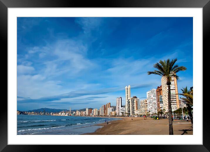 Majestic Benidorm Skyline Overlooking the Turquois Framed Mounted Print by Andy Evans Photos