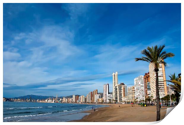 Majestic Benidorm Skyline Overlooking the Turquois Print by Andy Evans Photos