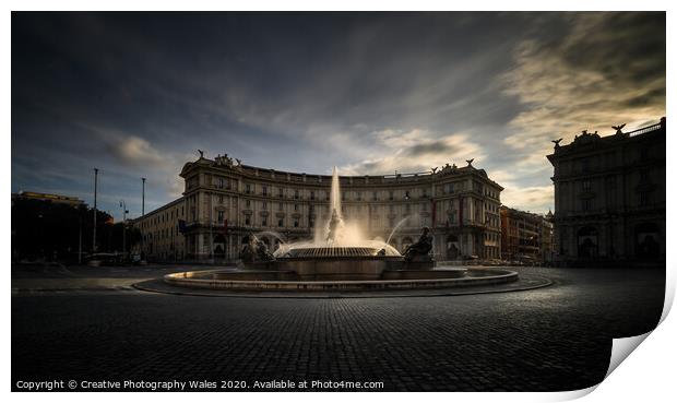 Santa Maria degli Angeli and Piazza Della Republica_Rome, Italy Print by Creative Photography Wales
