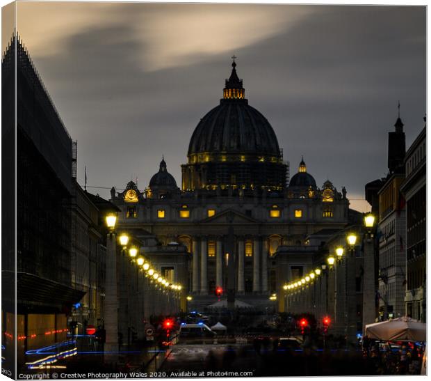 St Peters Sqaure and Basilica, Rome, Italy Canvas Print by Creative Photography Wales
