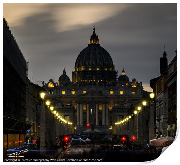 St Peters Sqaure and Basilica, Rome, Italy Print by Creative Photography Wales